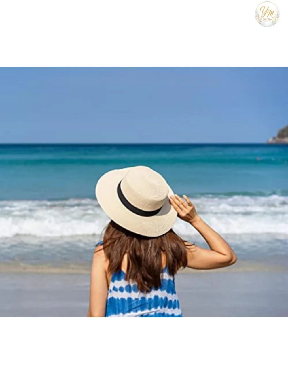 Wide Brim Straw Boater Hat Foldable Packable Beach Sun Hat